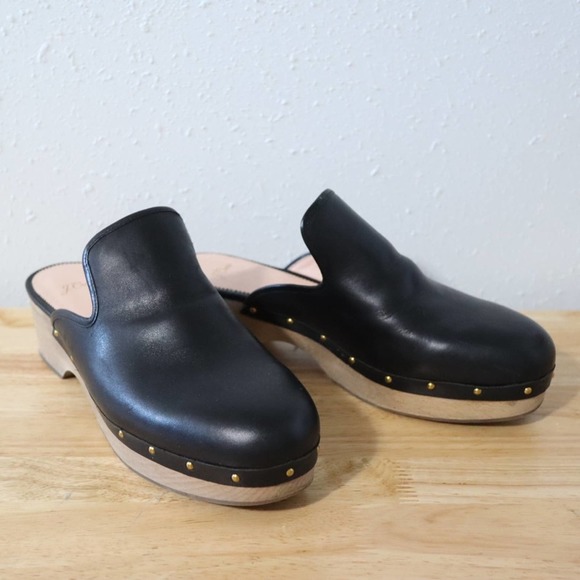 J. CREW | Black Leather Clogs Mules Size 12 - Picture 2 of 10